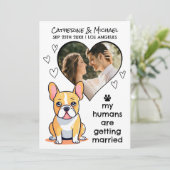 結婚する人間フランスのブルドッグの手を引く セーブザデート (スタンド正面)