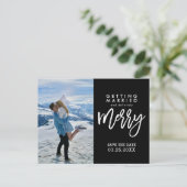 結婚する写真結婚式の日付を保存 ポストカード (スタンド正面)