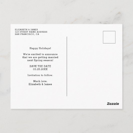 結婚する写真結婚式の日付を保存 ポストカード (裏面)