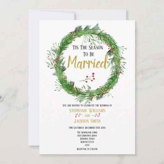 結婚する季節 | 冬のグリーンウェディング 招待状 (正面)