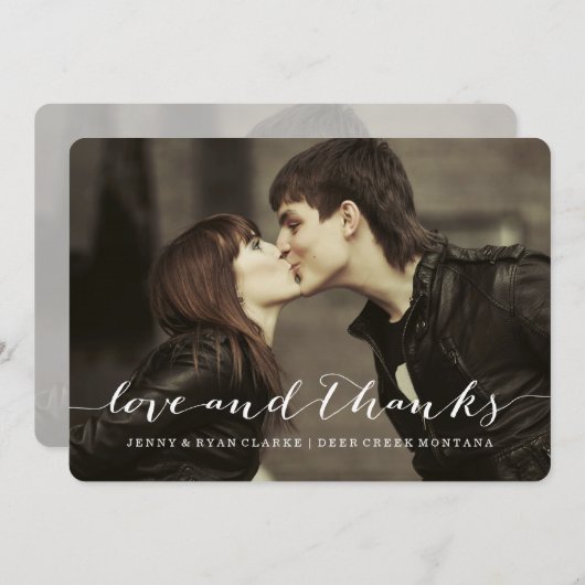 結婚する愛及び感謝の原稿%PIPE%は写真感謝していしています サンキューカード (正面/裏面)