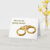 結婚する手錠のユーモアを聞いた カード (黄色い花)