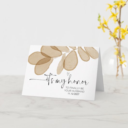 結婚する新郎の夫の結婚式の日に カード (黄色い花)