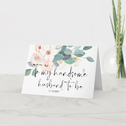 結婚する新郎の夫の結婚式の日に カード (正面)