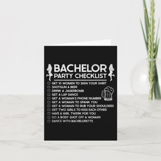 結婚する新郎の学士おもしろいチェックリストPar カード (正面)