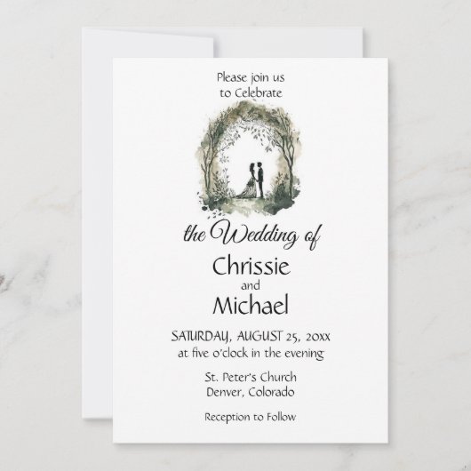 結婚する水彩色結婚夫婦 招待状 (正面)