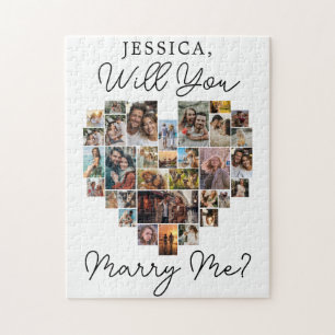 結婚する私のハートカップルのフォトコラージョモダンン ジグソーパズル