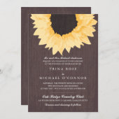 結婚する素朴なヒマワリの素晴らしさ| 招待状 (正面/裏面)