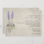結婚する素朴なラベンダーのメーソンジャー| 招待状 (正面/裏面)