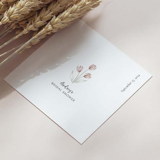 「結婚する花嫁」ピンク＆ホワイトの水彩チューリップ スタンダードカクテルナプキン