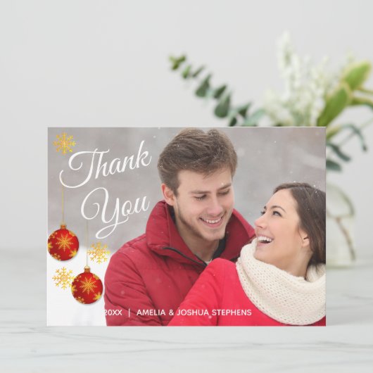 結婚する赤いつまらないものの写真の休日|は感謝していしています サンキューカード (スタンド正面)