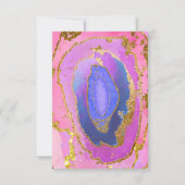 結婚する金ゴールド|のエレガントなピンクおよび青いGeode 出欠カード (裏面)