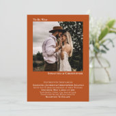 結婚する ミニマリスト ラストオレンジ フォト ウェディング 招待状 (スタンド正面)