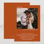 結婚する ミニマリスト ラストオレンジ フォト ウェディング 招待状 (正面/裏面)