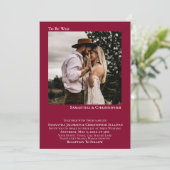 結婚する ミニマリスト ワインレッド フォト ウェディング 招待状 (スタンド正面)