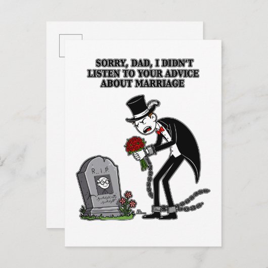 結婚とは馬鹿なことを一緒にすること インビテーションポストカード (正面/裏面)