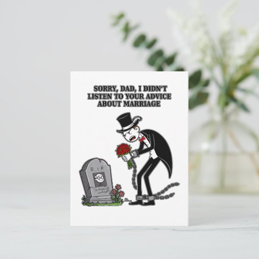 結婚とは馬鹿なことを一緒にすること インビテーションポストカード (スタンド正面)