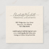 結婚とイベントプランナーのフローラスクリプトのロゴ スクエア名刺 (裏面)