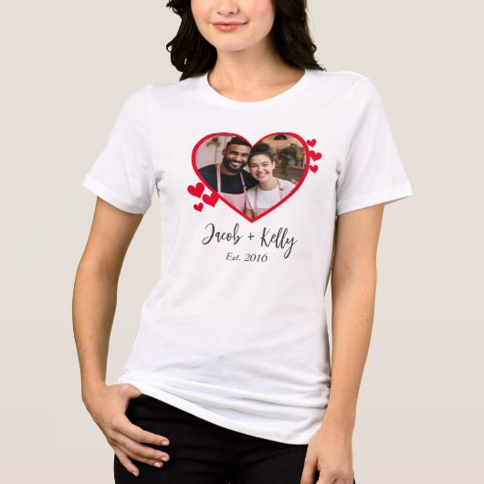 結婚とバレンタインのハート型の写真 トライブレンドＴシャツ (正面)