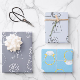 結婚とブライダルシャワー ラッピングペーパーシート