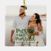 結婚とメリークリスマス結婚したのフォトセラミックス セラミックオーナメント (正面)