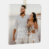 結婚とメリークリスマス結婚したのフォトセラミックス セラミックオーナメント (右)