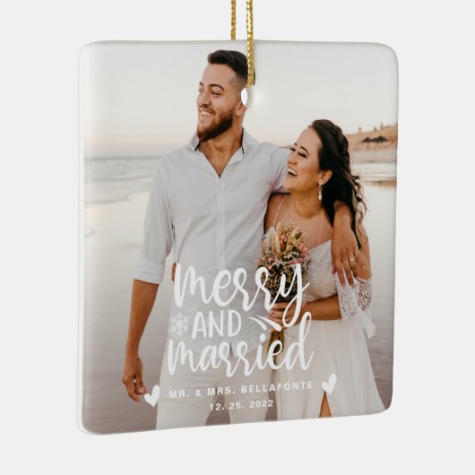 結婚とメリークリスマス結婚したのフォトセラミックス セラミックオーナメント (右)