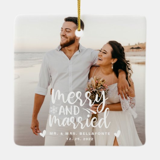 結婚とメリークリスマス結婚したのフォトセラミックス セラミックオーナメント (裏面)