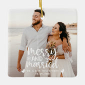 結婚とメリークリスマス結婚したのフォトセラミックス セラミックオーナメント (正面)