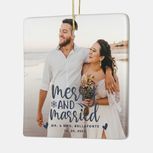 結婚とメリークリスマス結婚したのフォトセラミックス セラミックオーナメント (左)