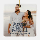 結婚とメリークリスマス結婚したのフォトセラミックス セラミックオーナメント (裏面)