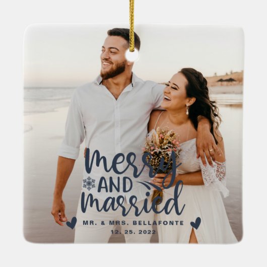 結婚とメリークリスマス結婚したのフォトセラミックス セラミックオーナメント (裏面)