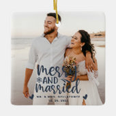 結婚とメリークリスマス結婚したのフォトセラミックス セラミックオーナメント (正面)