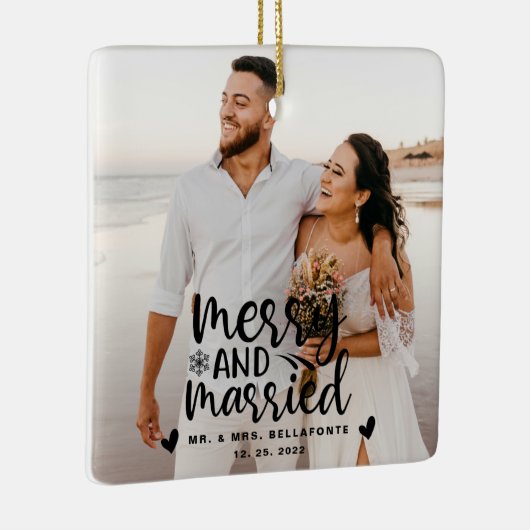 結婚とメリークリスマス結婚したのフォトセラミックス セラミックオーナメント (右)