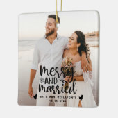 結婚とメリークリスマス結婚したのフォトセラミックス セラミックオーナメント (左)