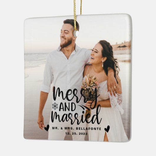 結婚とメリークリスマス結婚したのフォトセラミックス セラミックオーナメント (左)