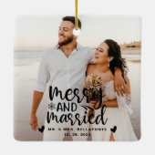 結婚とメリークリスマス結婚したのフォトセラミックス セラミックオーナメント (裏面)
