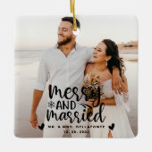 結婚とメリークリスマス結婚したのフォトセラミックス セラミックオーナメント (正面)