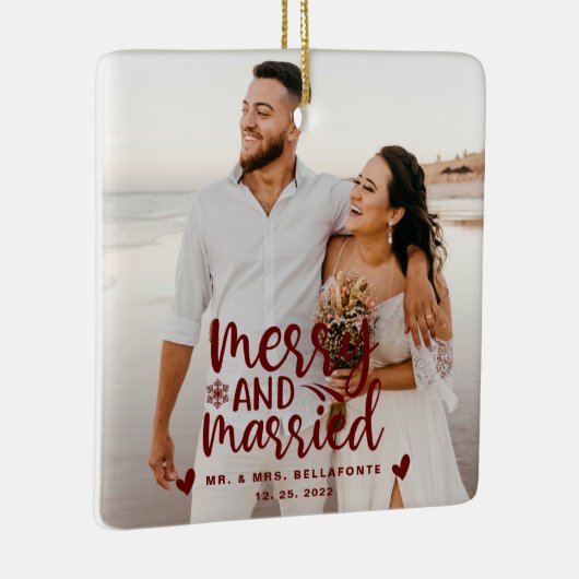 結婚とメリークリスマス結婚したのフォトセラミックス セラミックオーナメント (右)