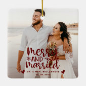 結婚とメリークリスマス結婚したのフォトセラミックス セラミックオーナメント (裏面)