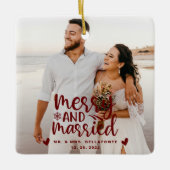 結婚とメリークリスマス結婚したのフォトセラミックス セラミックオーナメント (正面)