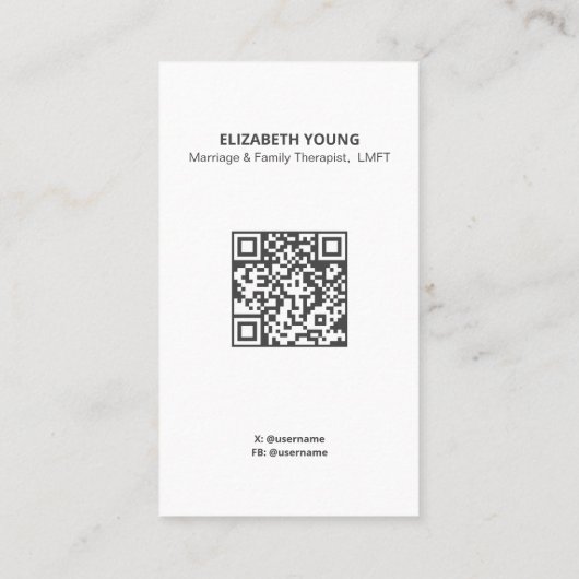 結婚と家族のコーチの写真とQR コーリングカード (裏面)