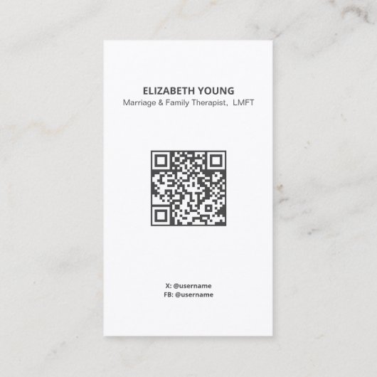 結婚と家族のセラピストコーチの写真とQR 名刺 (裏面)