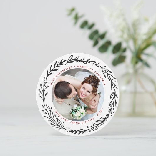 結婚と楽しいクリスマスの花輪 シーズンカード (スタンド正面)