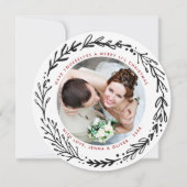 結婚と楽しいクリスマスの花輪 シーズンカード (正面)