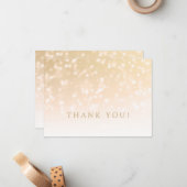 結婚に感謝の金ゴールド《写真》ぼけ味輝くライト ノートカード (正面/裏面インサイチュ)