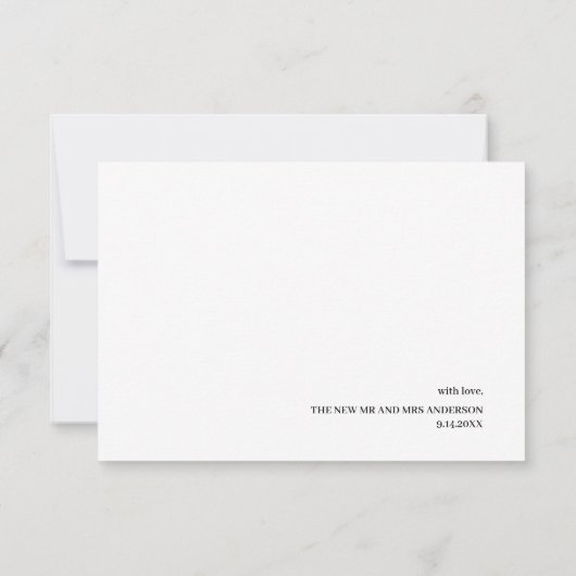 結婚に感謝メッセージ書道スクリプトカード サンキューカード (裏面)