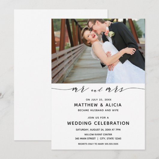 結婚のお知らせと披露宴 招待状 (正面/裏面)