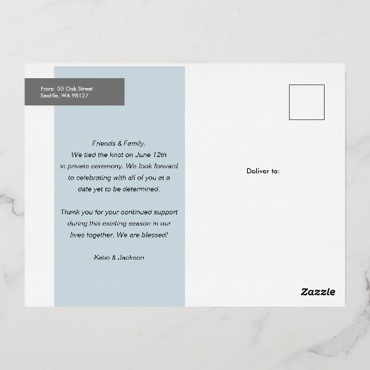 結婚のお知らせをしました 箔シーズンポストカード (裏面)