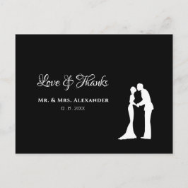 結婚のお礼の白黒新郎 ポストカード